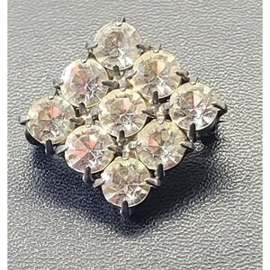 Vintage Rhinestone Brooch Women Clear Geometric Cluster Pin